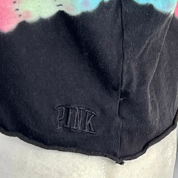Victorias Secret PINK Short Sleeve Tie Dye Black Oversized Soft Crop Tee Size XS - Picture 7 of 9